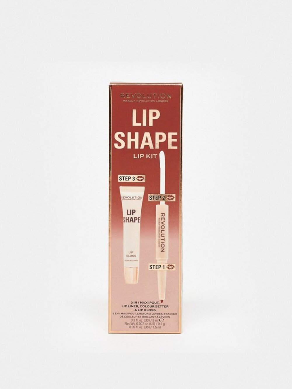 Makeup Revolution Shape Kit 3 in 1 Kit for Lips Color Brown Nude